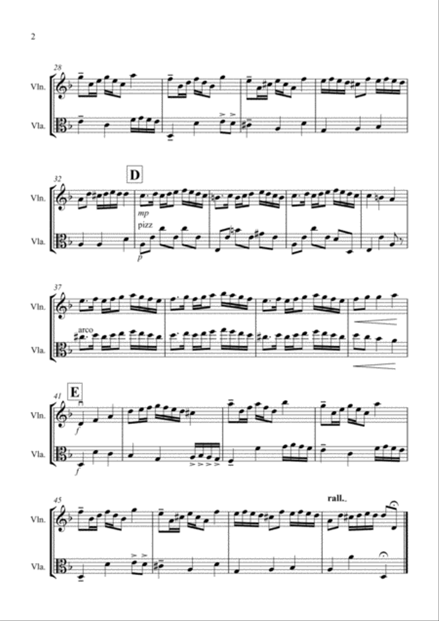 Rondeau from (Abdelazer) for Violin and Viola Duet String Duet scores gallery preview page 2