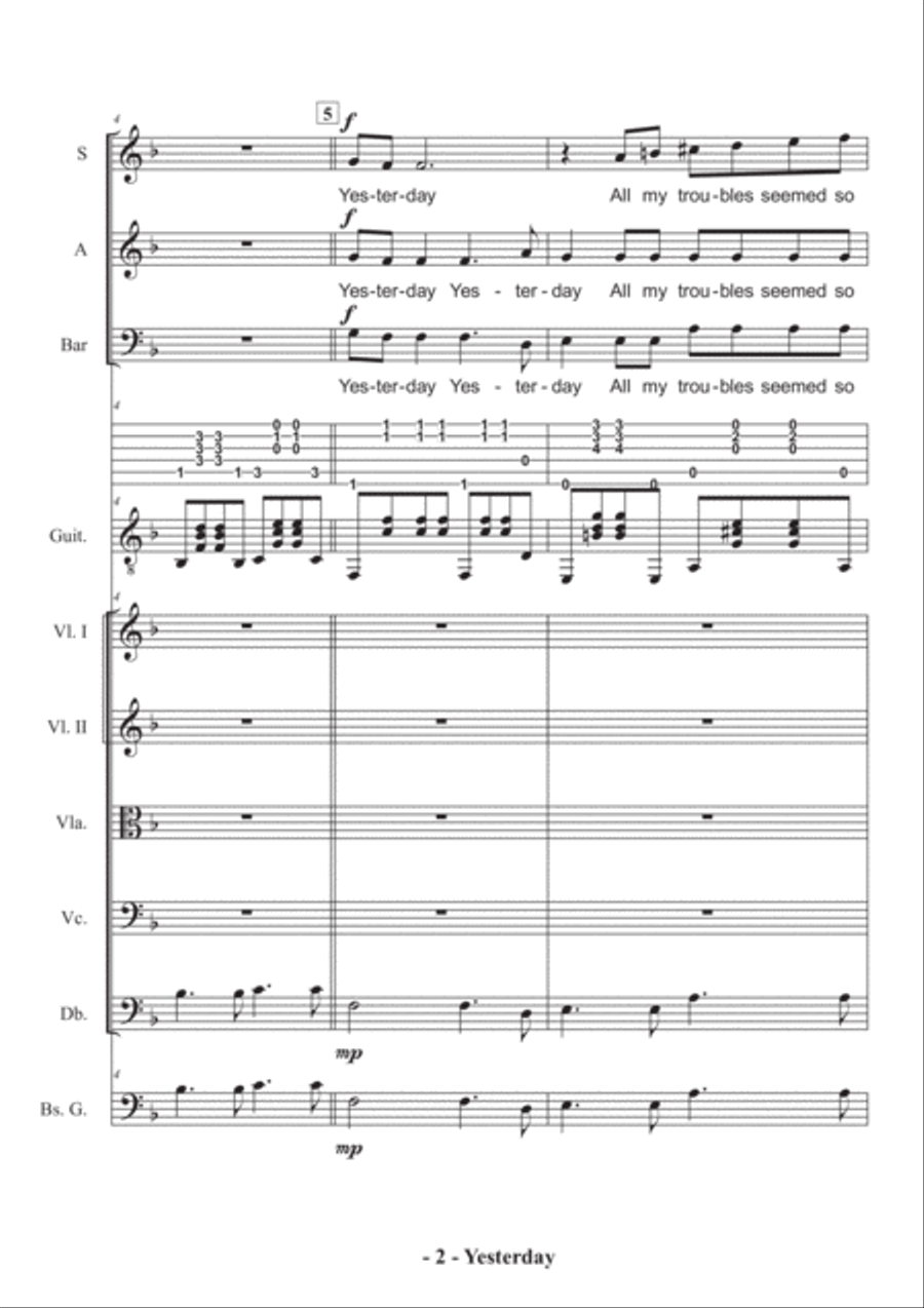 Yesterday Yesterday 3-Part scores gallery preview page 2