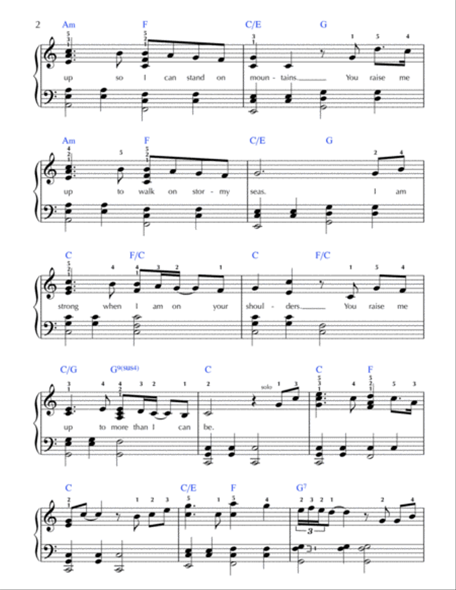 You Raise Me Up Piano, Vocal, Guitar scores gallery preview page 2