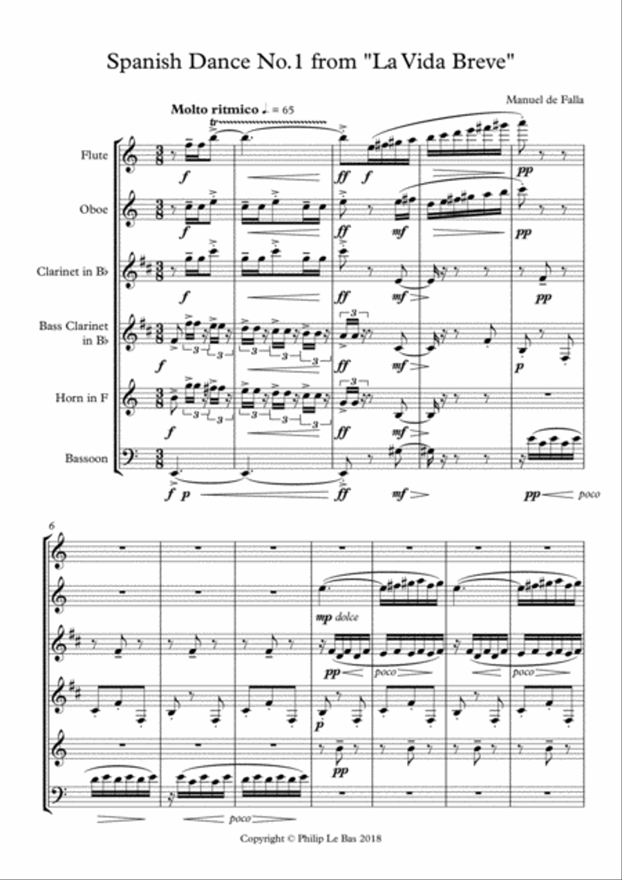 Spanish Dance no.1 (arranged for wind sextet) Small Ensemble scores gallery preview page 2