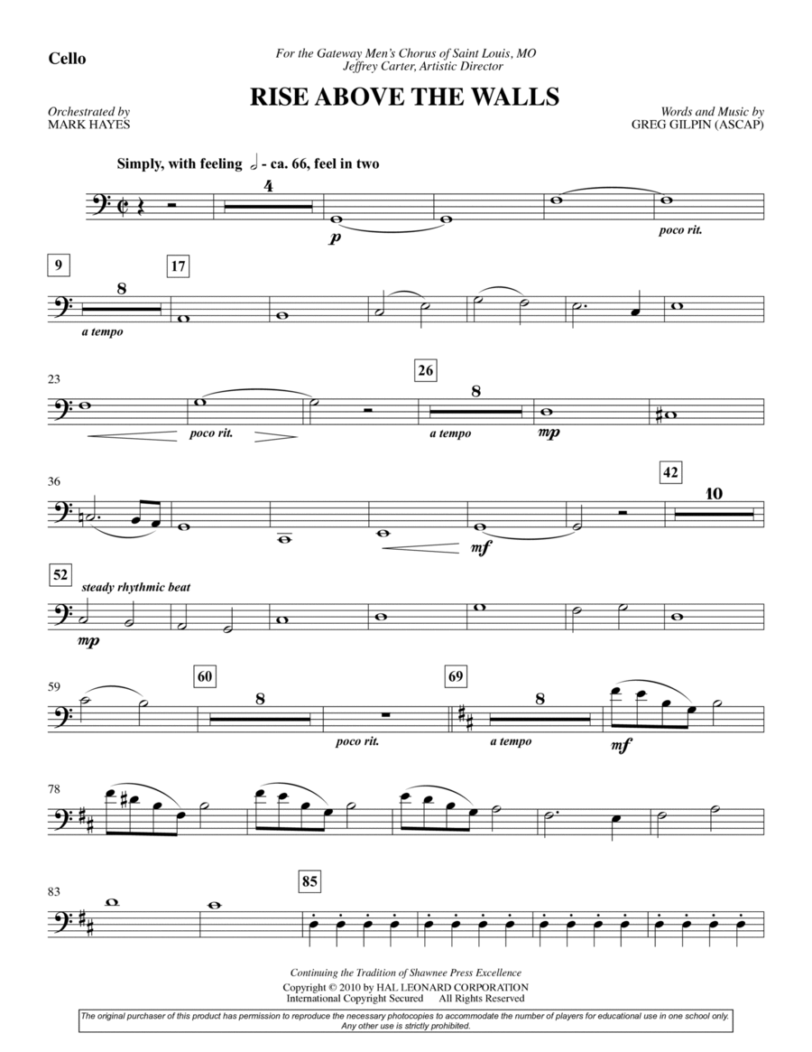 Rise Above The Walls - Cello Choir scores gallery preview page 1