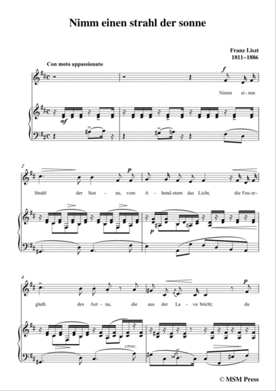 Liszt-Nimm einen strahl der sonne in D Major,for Voice and Piano Voice Solo scores gallery preview page 3