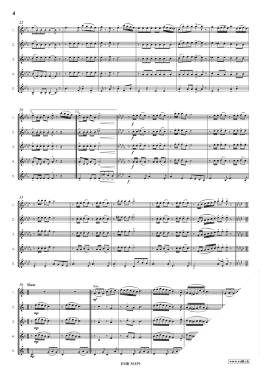 Happy Birthday Fantasy Saxophone Quintet scores gallery preview page 4