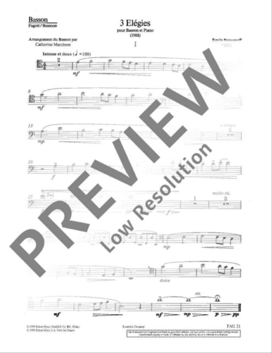 Three Elégies Three Elégies Bassoon Solo scores gallery preview page 15
