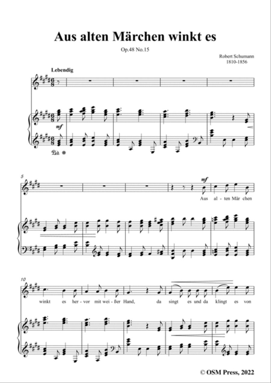 Schumann-Aus alten Marchen winkt es,Op.48 No.15,in E Major,for Voice and Piano Voice Solo scores gallery preview page 3