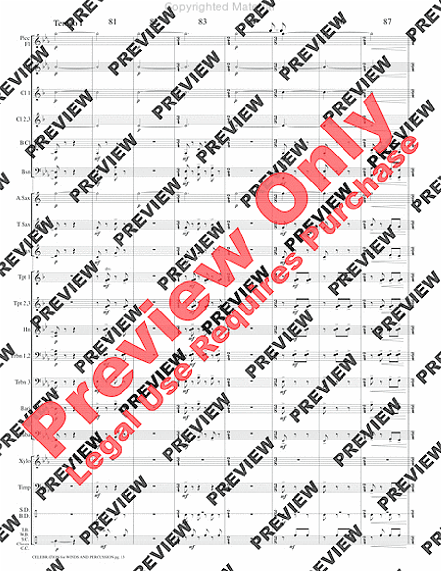 Celebration for Winds and Percussion Concert Band scores gallery preview page 16