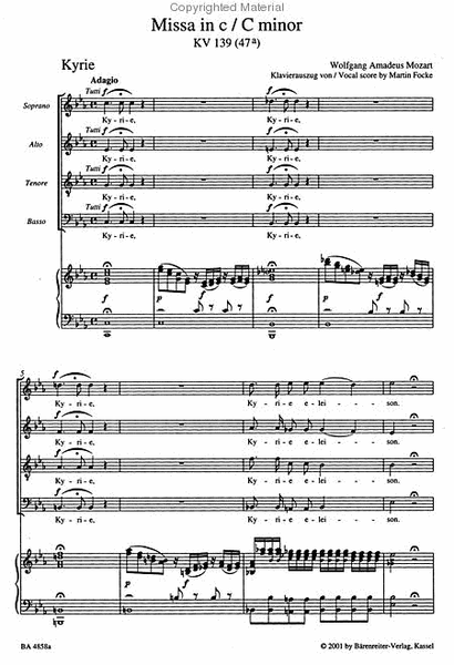 Missa c minor, KV 139 (47a) 'Waisenhaus Mass'