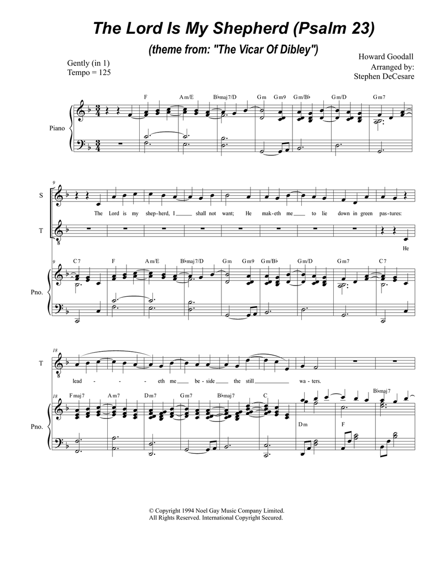 Psalm 23 (theme From The Vicar Of Dibley) 2-Part scores gallery preview page 1