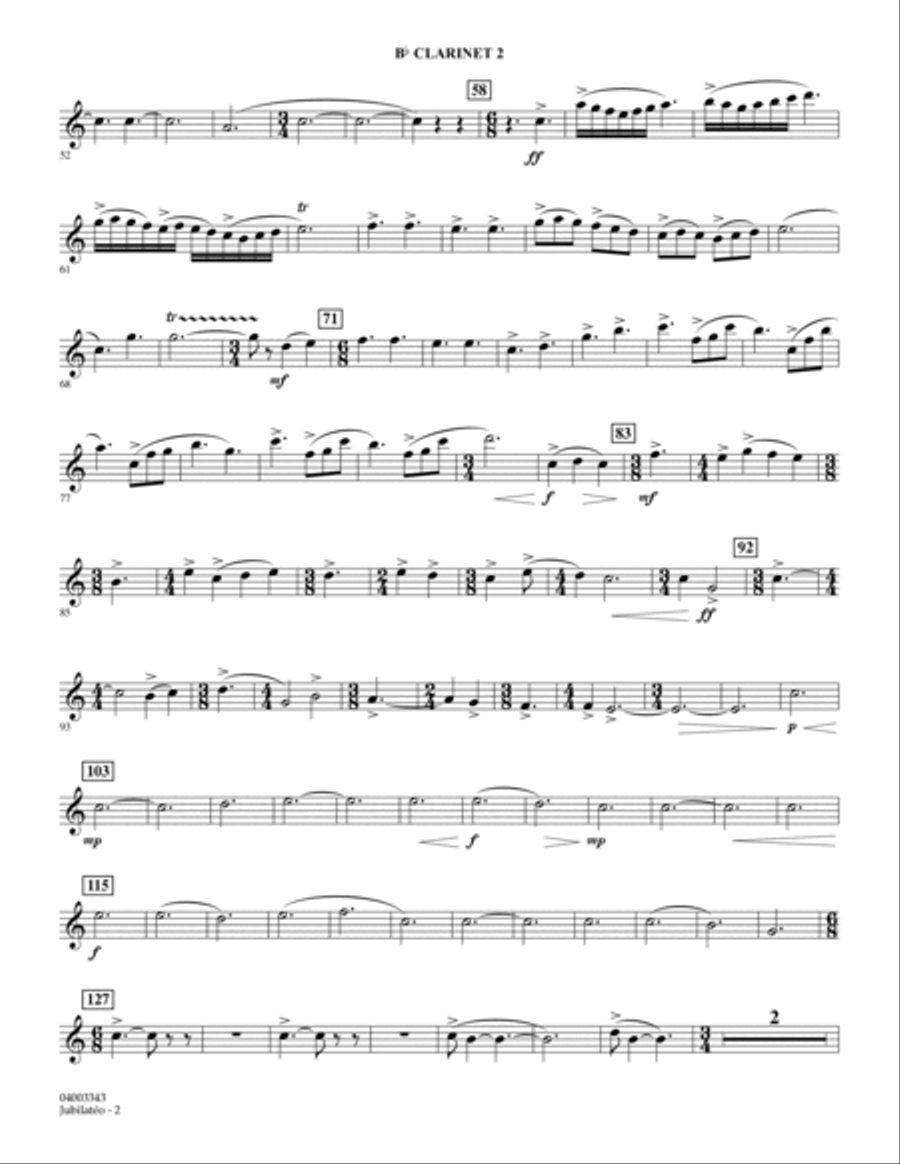 Jubilateo - Bb Clarinet 2 Concert Band scores gallery preview page 2