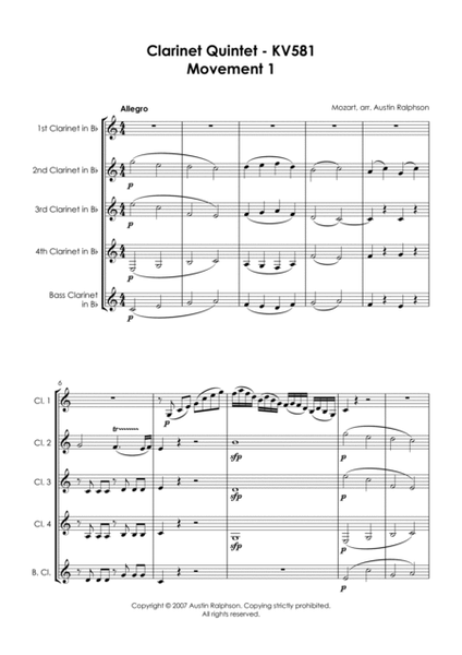 Mozart Clarinet Quintet KV581 (complete - all 4 movements) - clarinet quintet image number null
