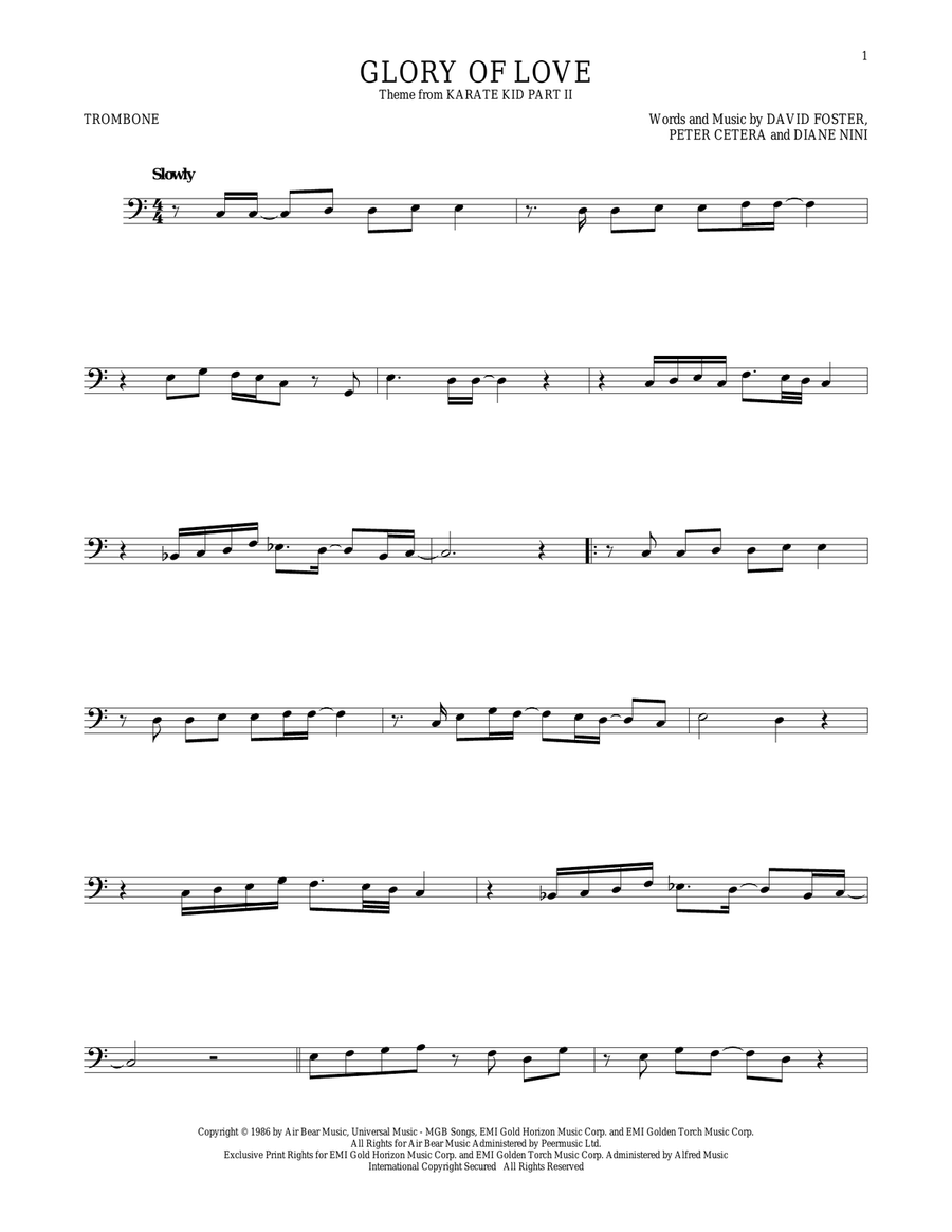 Glory Of Love Trombone Solo scores gallery preview page 1