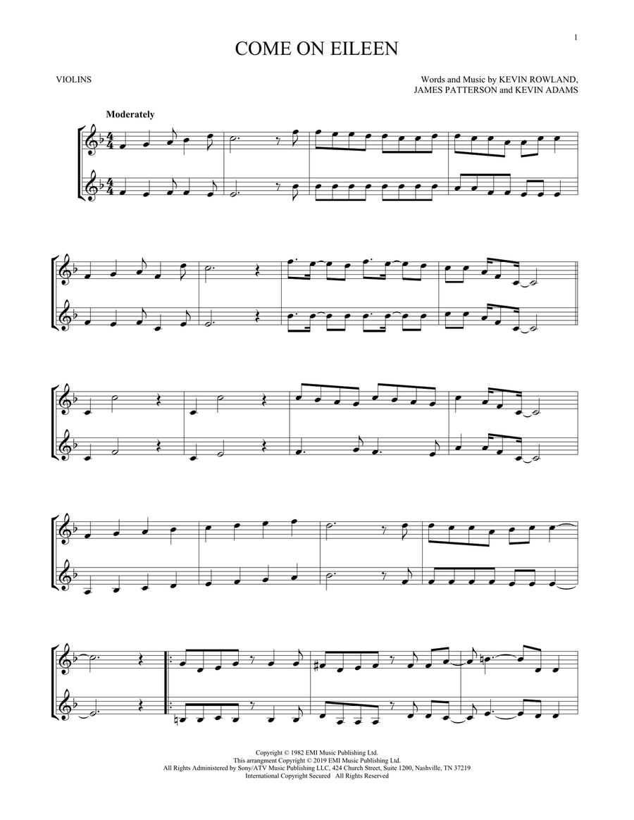 Come On Eileen String Duet scores gallery preview page 1