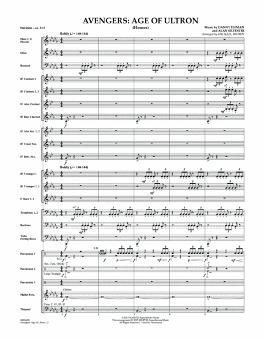 Avengers: The Age of Ultron (Main Theme) - Conductor Score (Full Score) Concert Band scores gallery preview page 2