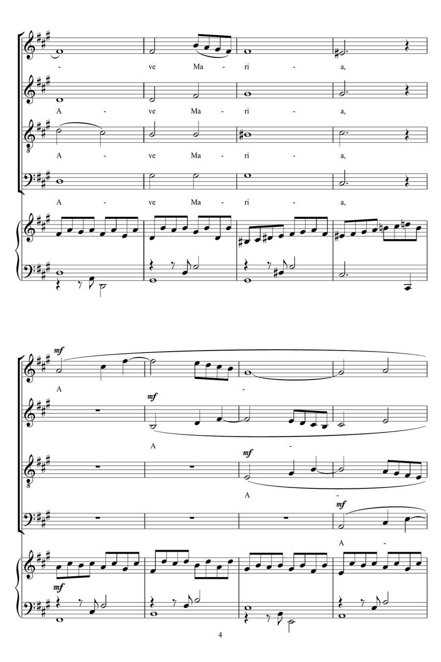 Ave Maria (arr. Jonathan Wikeley) 4-Part scores gallery preview page 4