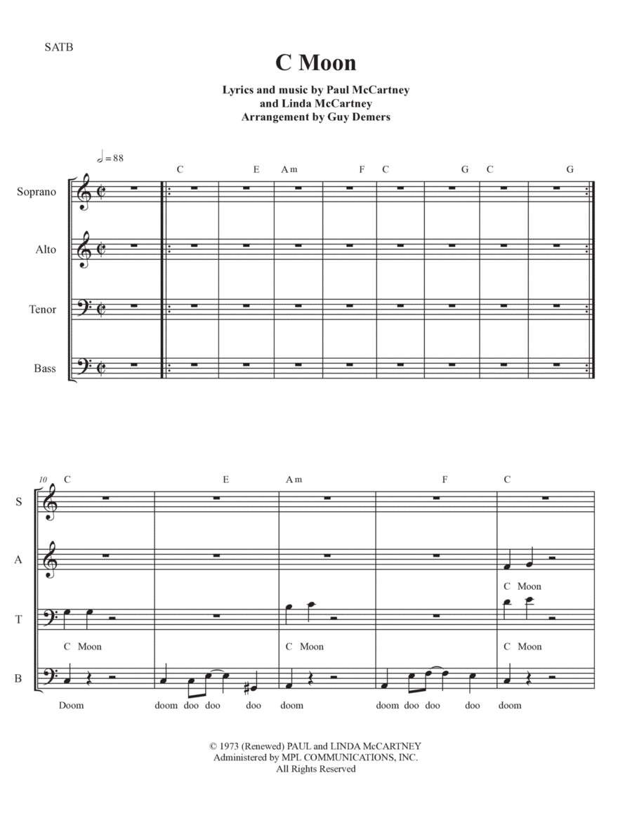 C Moon 4-Part scores gallery preview page 1