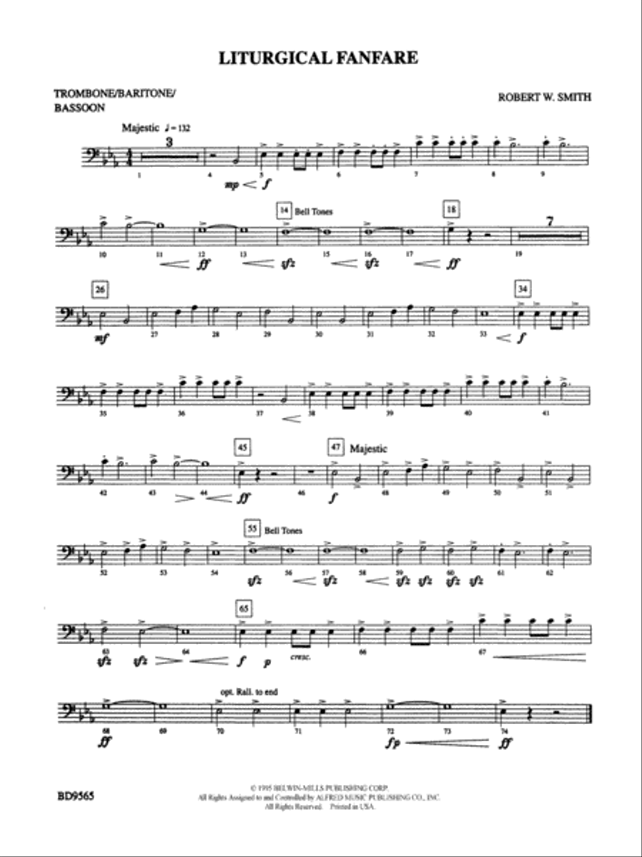 Liturgical Fanfare: 1st Trombone Concert Band scores gallery preview page 1