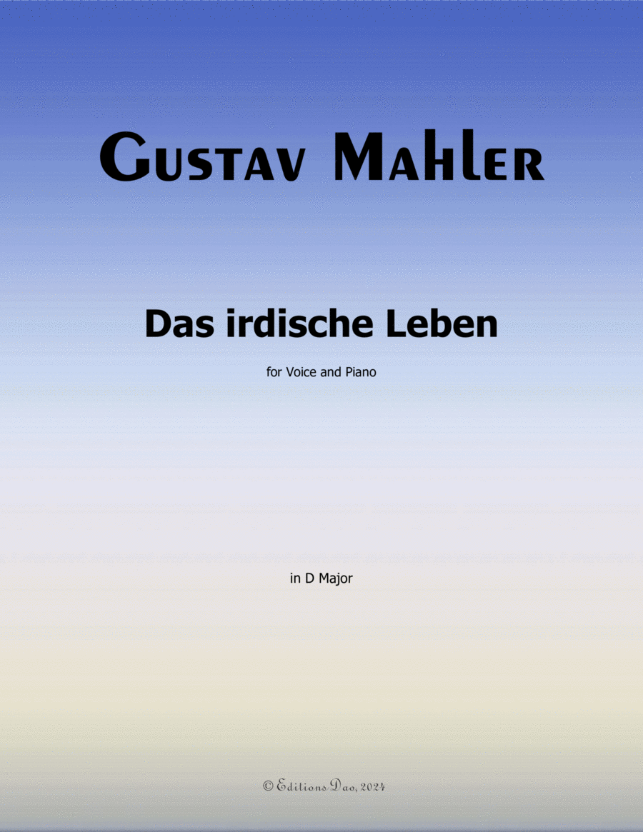 Das irdische Leben, by Mahler, in D Major Piano, Vocal scores gallery preview page 1