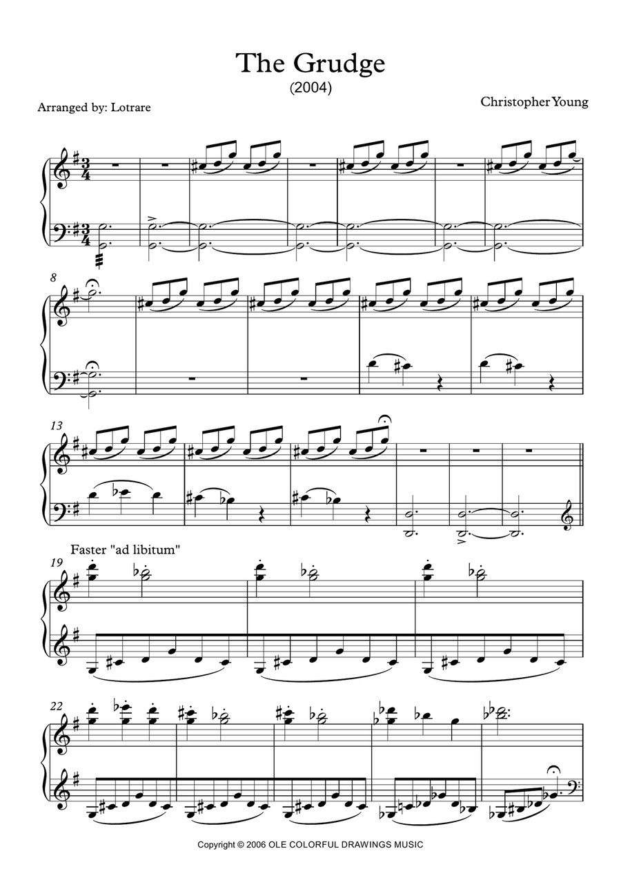 The Grudge (end Title Theme) Piano Solo scores gallery preview page 2