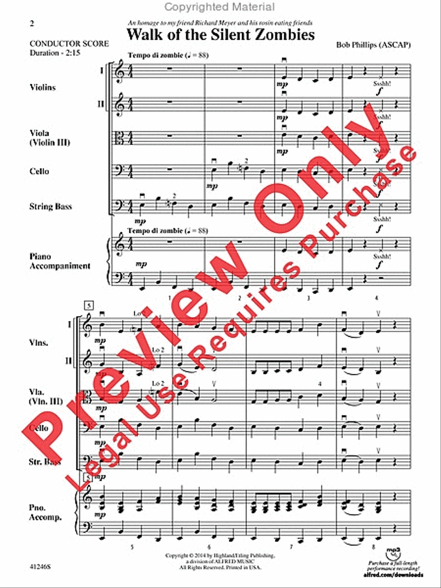 Walk of the Silent Zombies String Orchestra scores gallery preview page 2