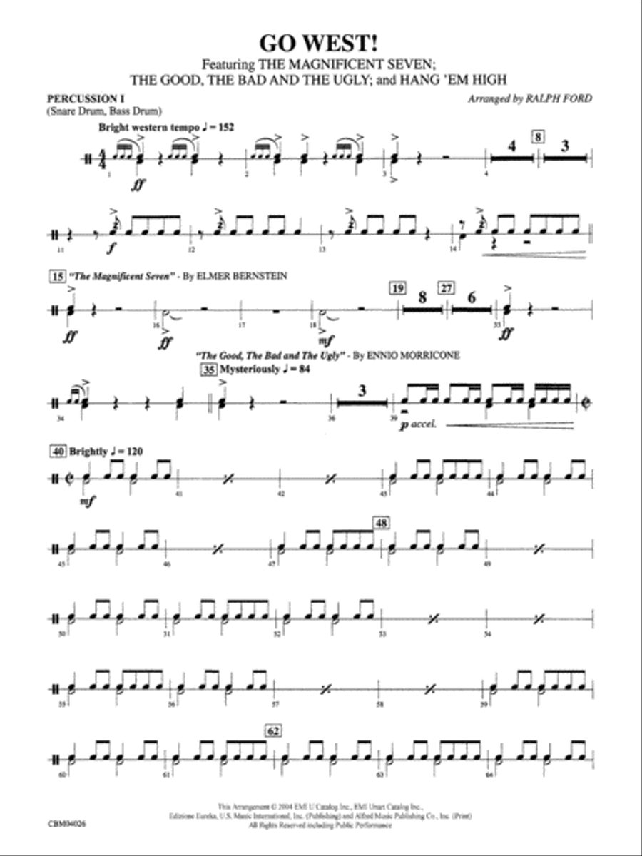Go West!: 1st Percussion Concert Band scores gallery preview page 1