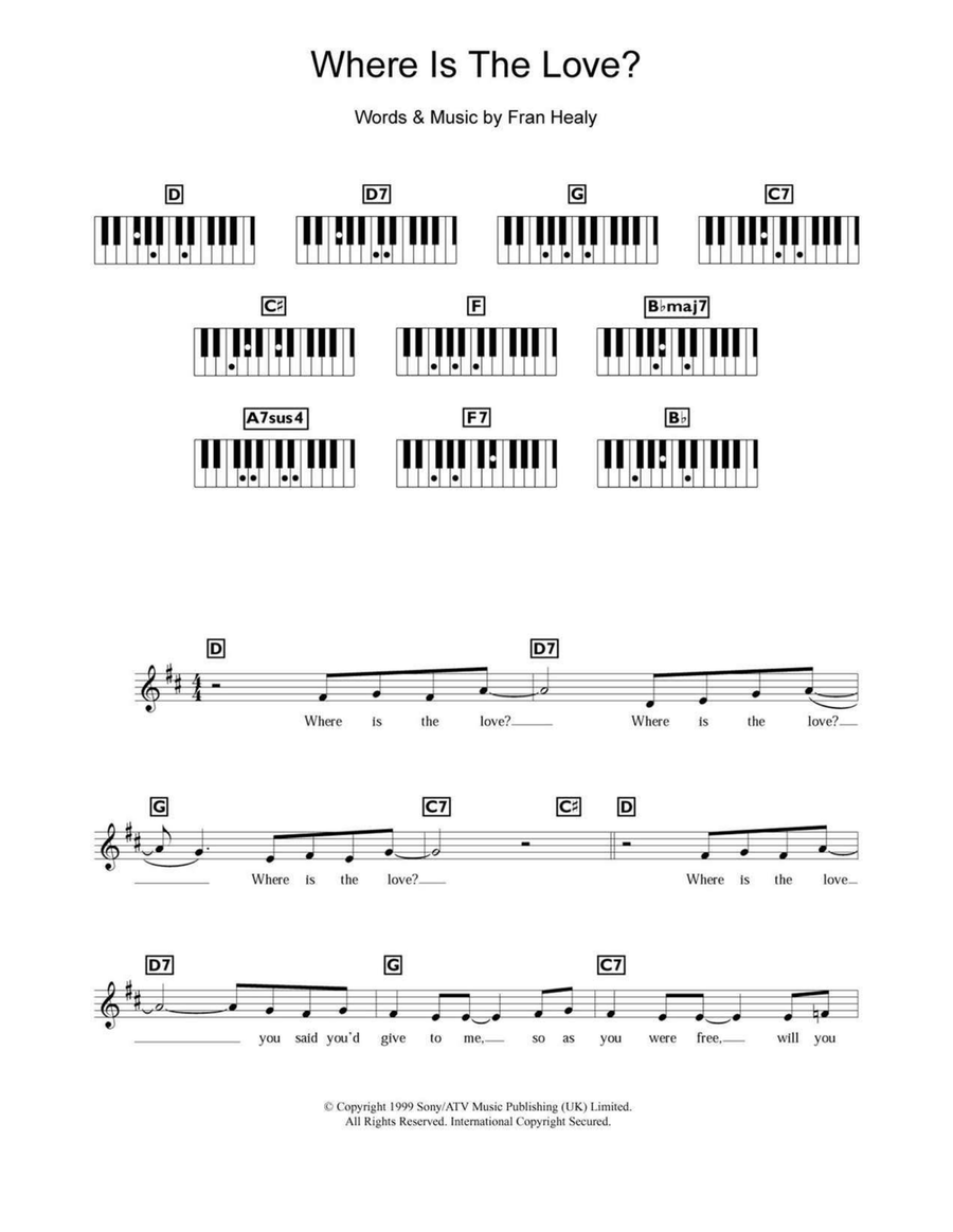 Where Is The Love Piano scores gallery preview page 1