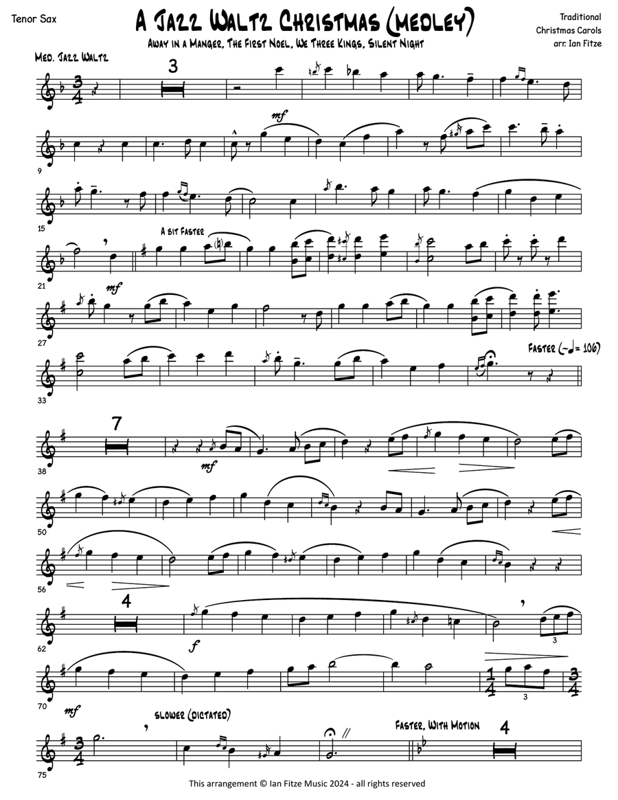 A Jazz Waltz Christmas (medley) Tenor Saxophone scores gallery preview page 2