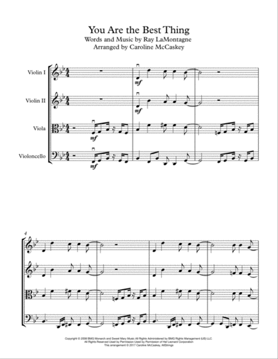 You Are The Best Thing String Quartet scores gallery preview page 2