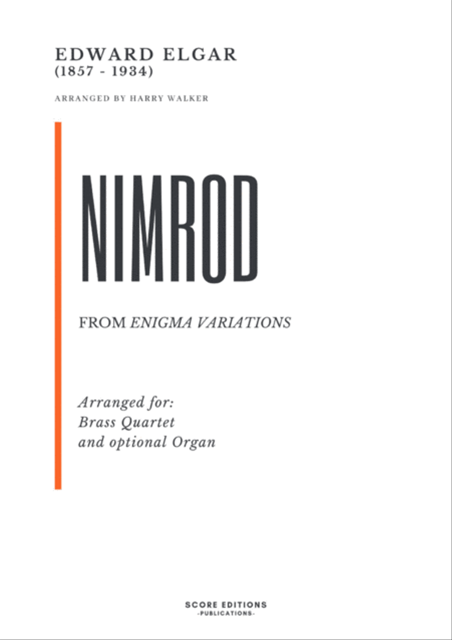 Elgar – Nimrod (for Brass Quartet and optional Organ) Brass Ensemble scores gallery preview page 1