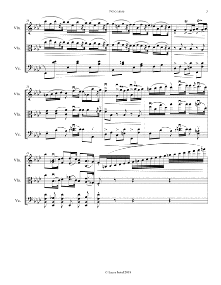 Polonaise Op. 53 by Chopin for String Trio String Trio scores gallery preview page 3