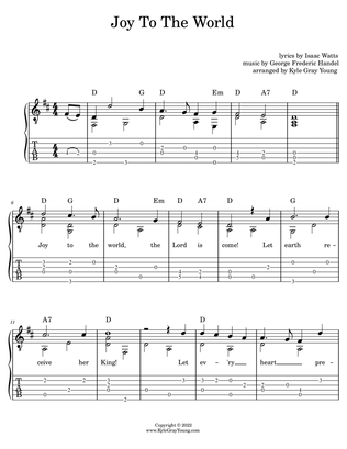 Joy To The World (easy fingerstyle guitar tablature)