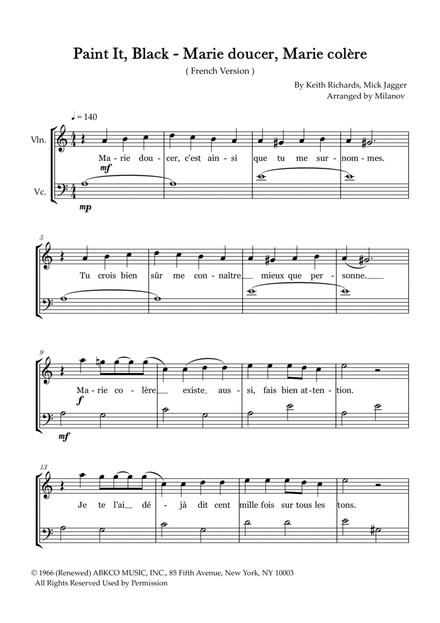 Paint It, Black String Duet scores gallery preview page 1