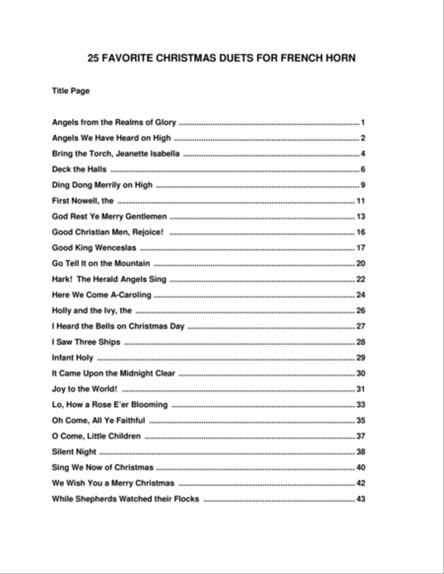25 Favorite Christmas Duets for French Horn Brass Duet scores gallery preview page 1