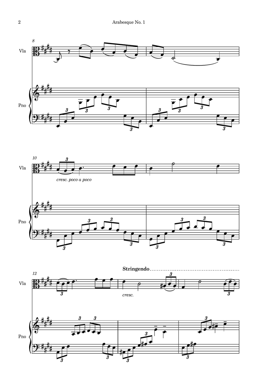 Arabesque No.1 (Simplified for Viola and Piano) Piano scores gallery preview page 2