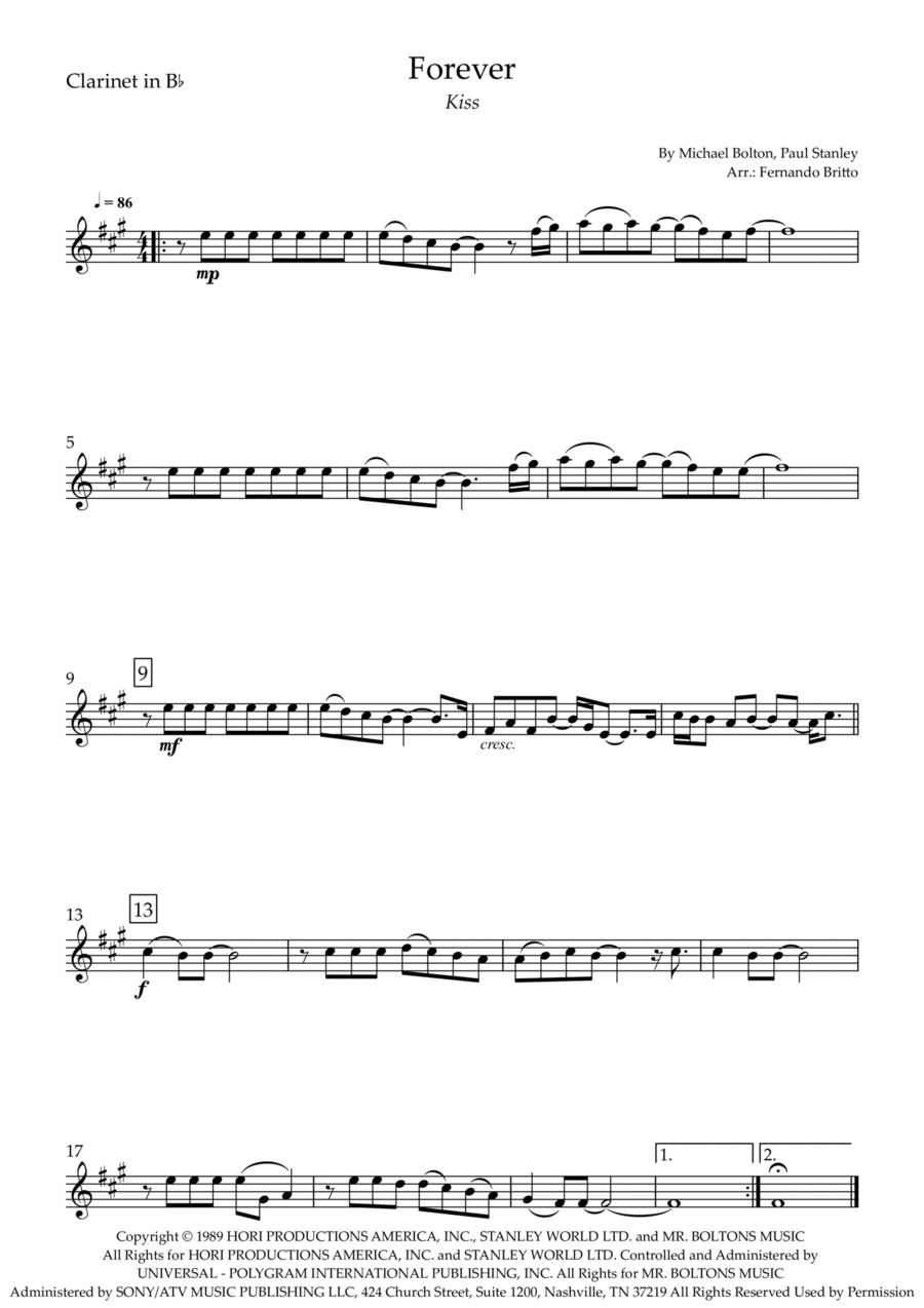 Forever Clarinet Solo scores gallery preview page 1