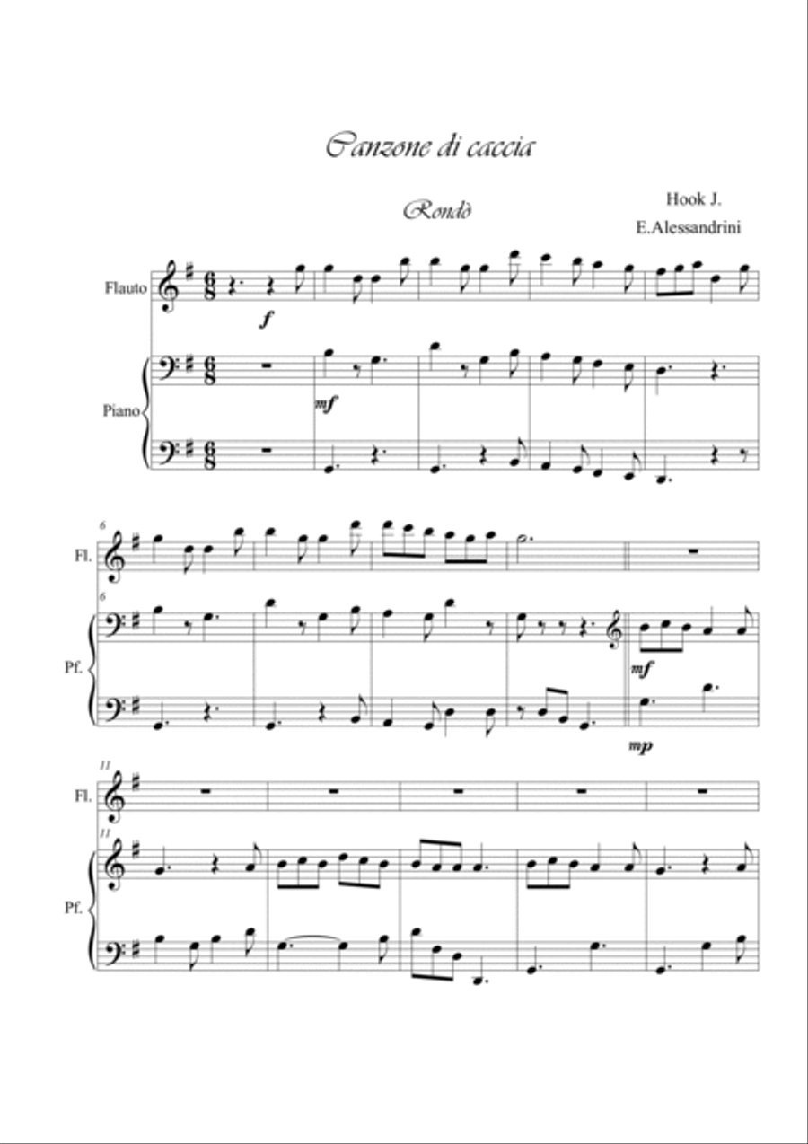 Hunting song. Flute and piano Flute Solo scores gallery preview page 1