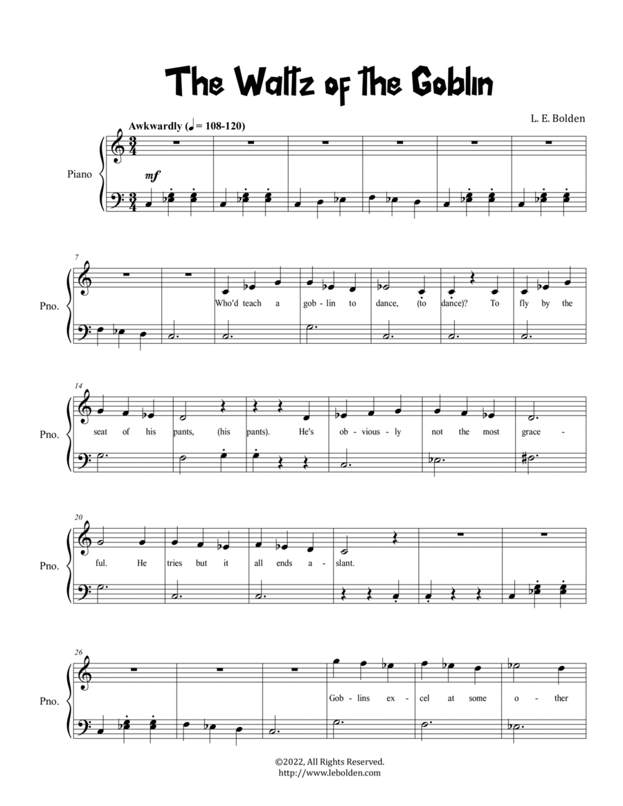 The Waltz of the Goblin Piano Solo scores gallery preview page 1