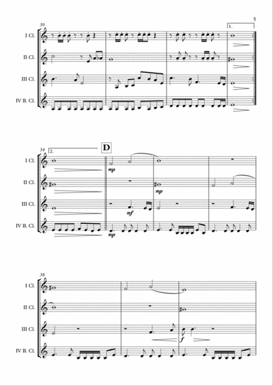 The World Is Not Enough Clarinet Quartet scores gallery preview page 6