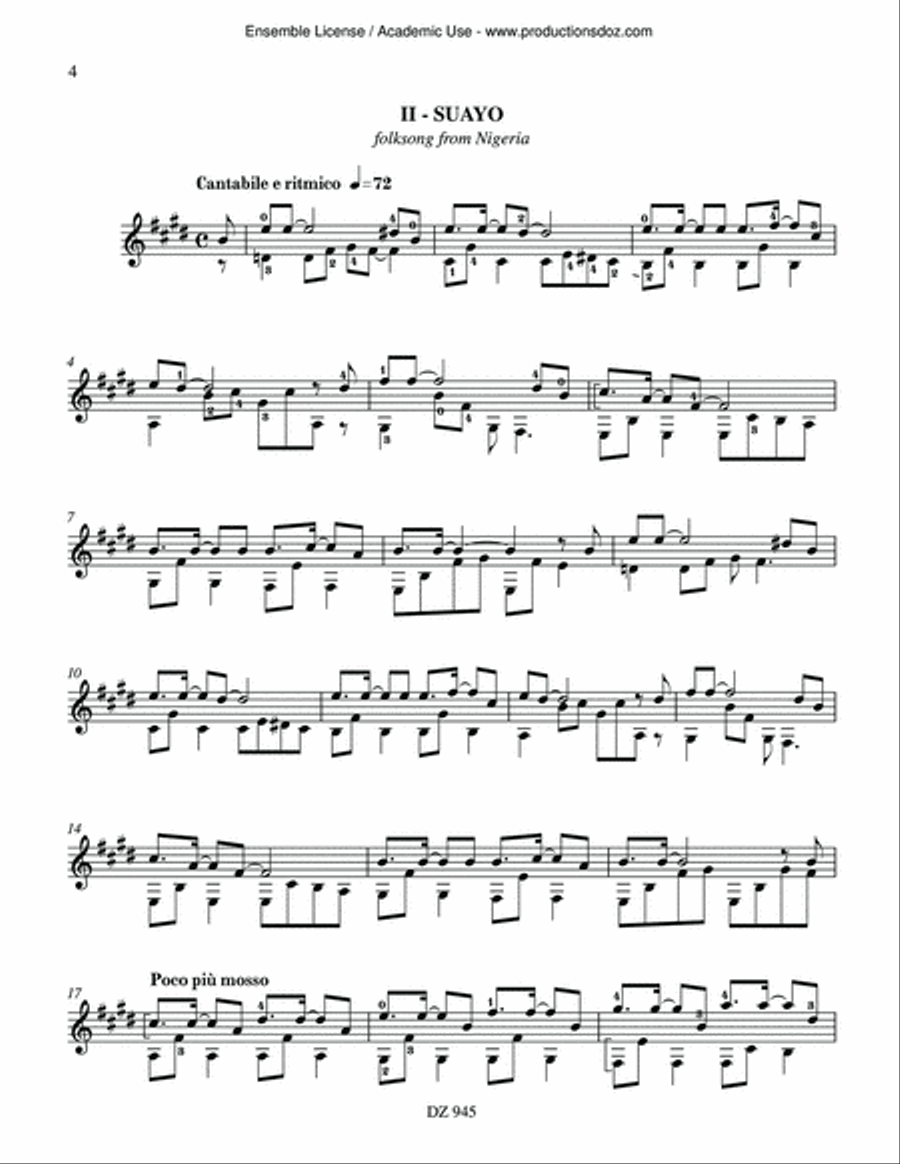 Four Lyrical Folksongs Classical Guitar scores gallery preview page 4