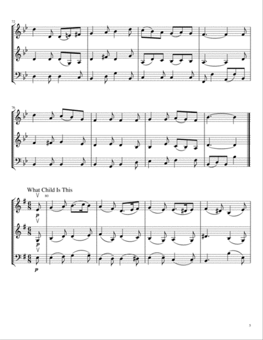 Carols for String Trio (two violins and cello), Volume I String Trio scores gallery preview page 6