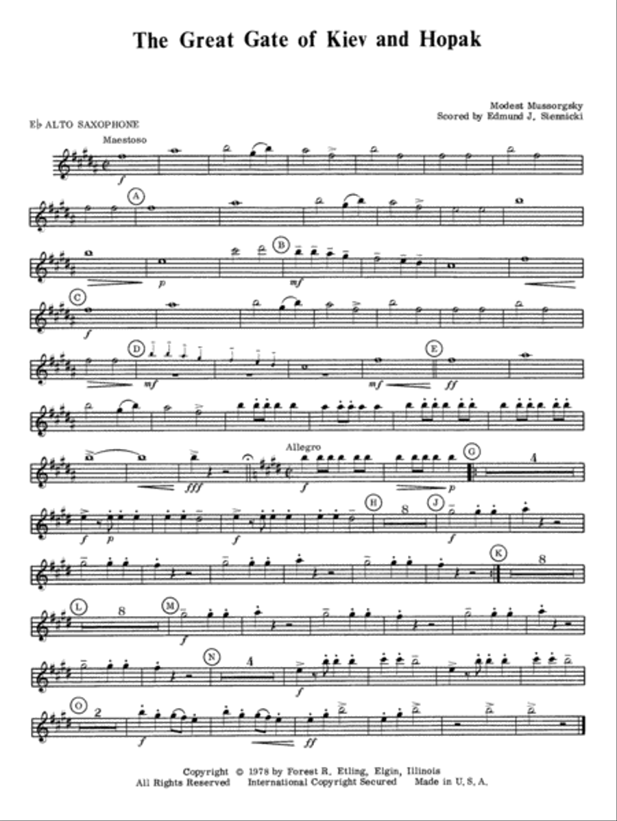 Great Gate of Kiev & Hopak: E-flat Alto Saxophone Full Orchestra scores gallery preview page 1