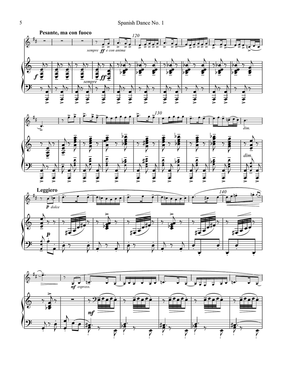 Spanish Dance No. 1, Danza from La vida breve for clarinet in Bb and piano B-Flat Clarinet scores gallery preview page 6