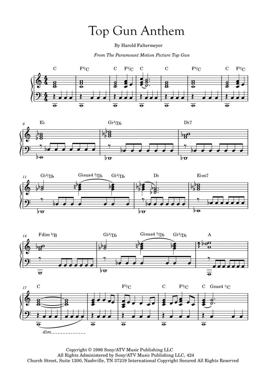 Top Gun Anthem Piano Solo scores gallery preview page 1