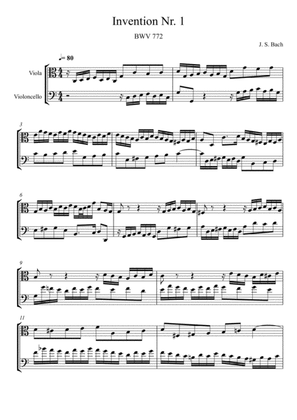 Book cover for Johann Sebastian Bach - Invention No.1 (Viola and Violoncello Duet)