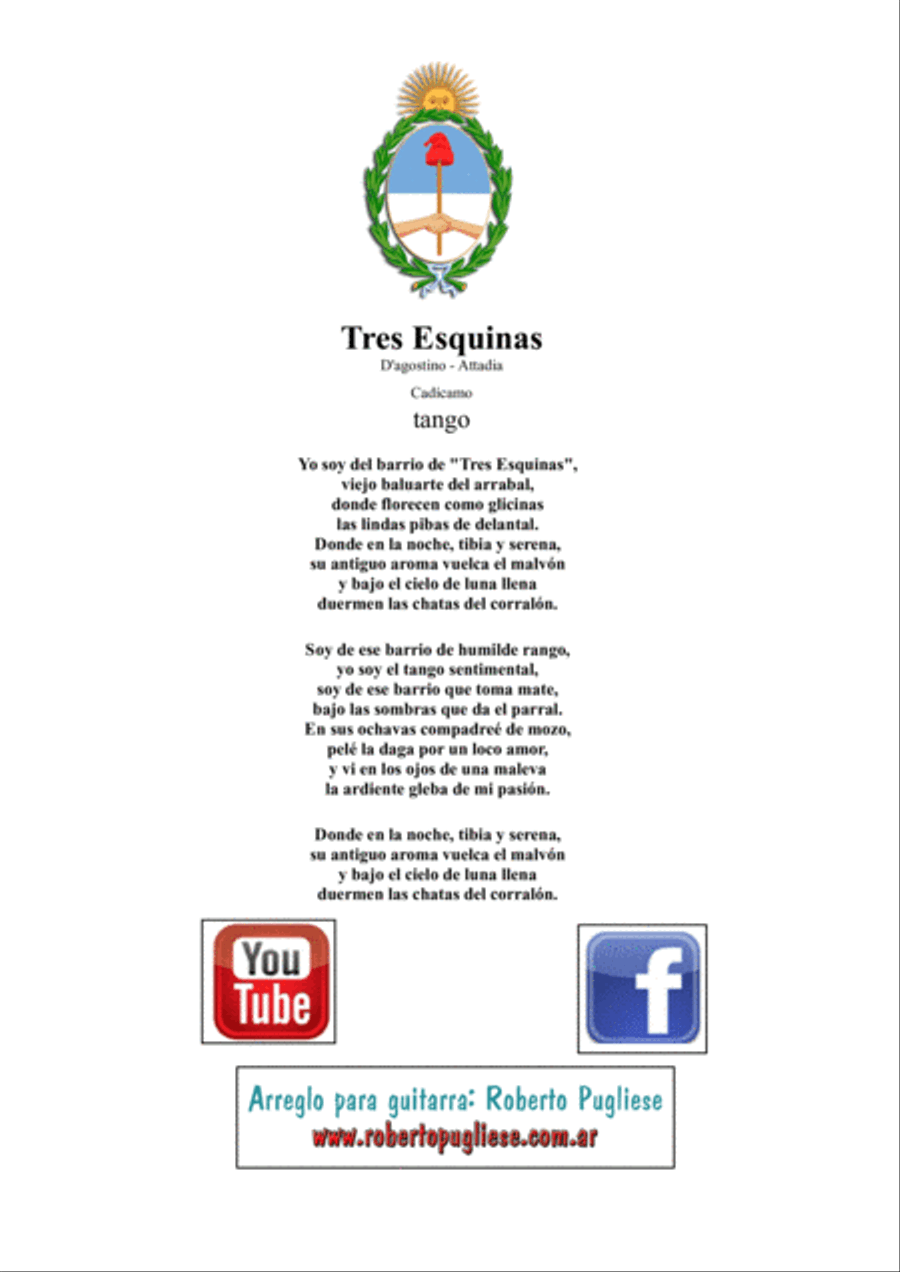 Tres esquinas - Vals (D´Agostino- Cadiamo) Classical Guitar scores gallery preview page 2