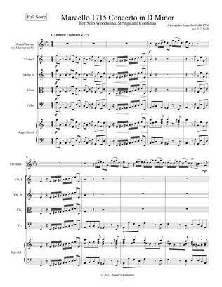 Book cover for Marcello Oboe Concerto in A Minor for Oboe d'amore