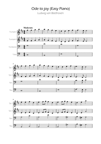 Ode To Joy - Easy Brass Quartet image number null