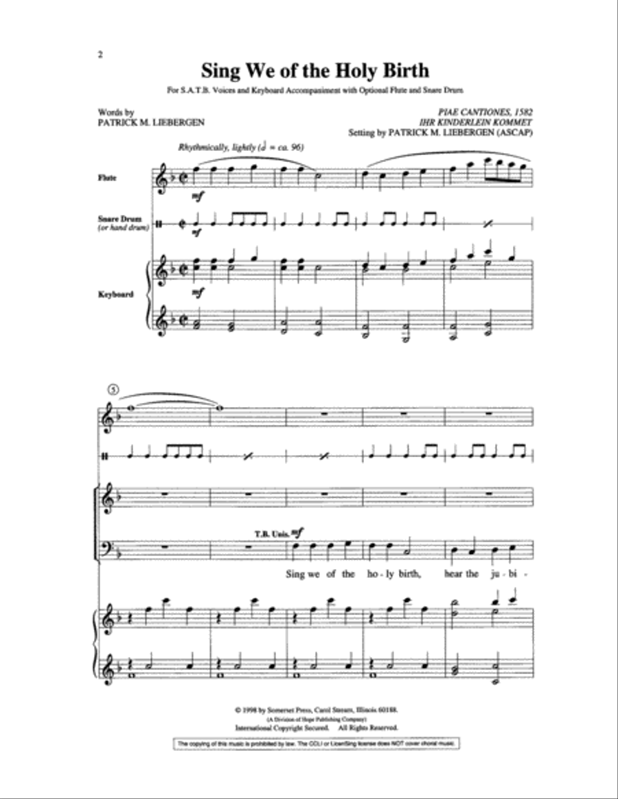 Sing We of the Holy Birth 4-Part scores gallery preview page 2