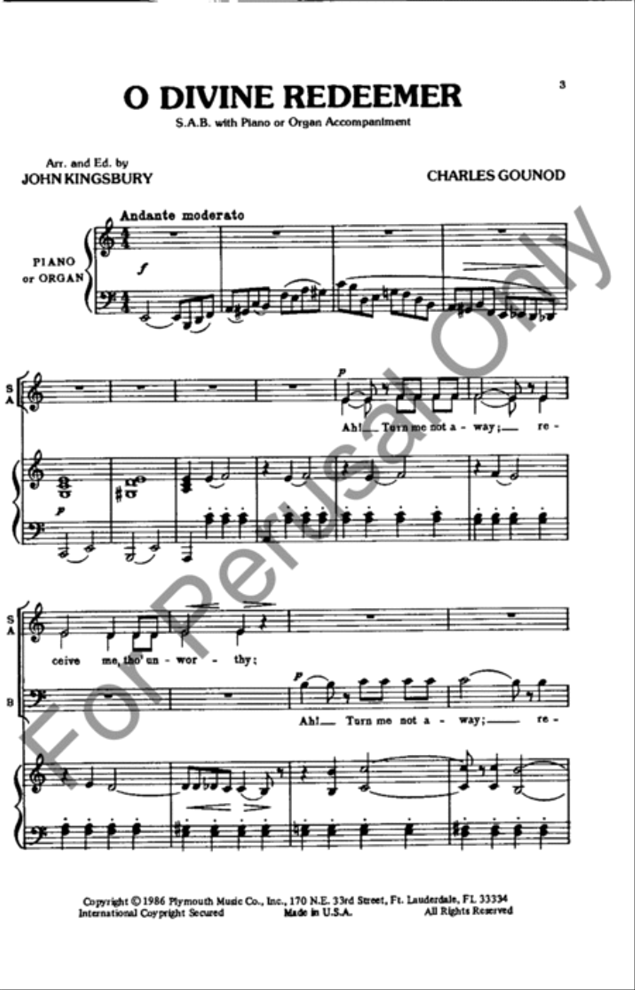 O Divine Redeemer O Divine Redeemer 3-Part scores gallery preview page 2