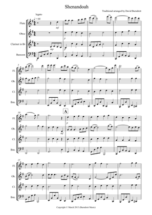 Shenandoah for Wind Quartet