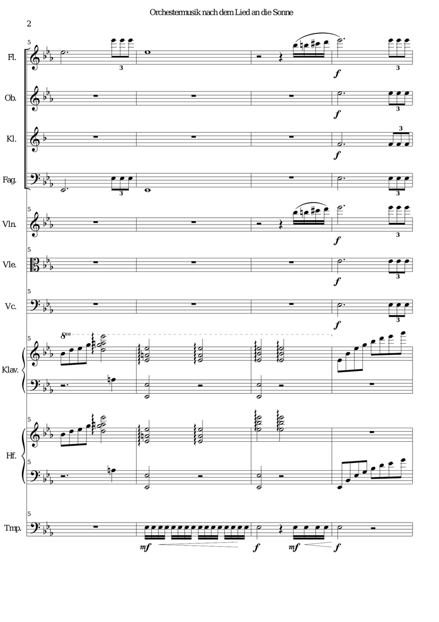 ATON part 6-Orchestermusik nach dem Lied an die Sonne - woodwind, strings, piano, harp, timpani Full Orchestra scores gallery preview page 2